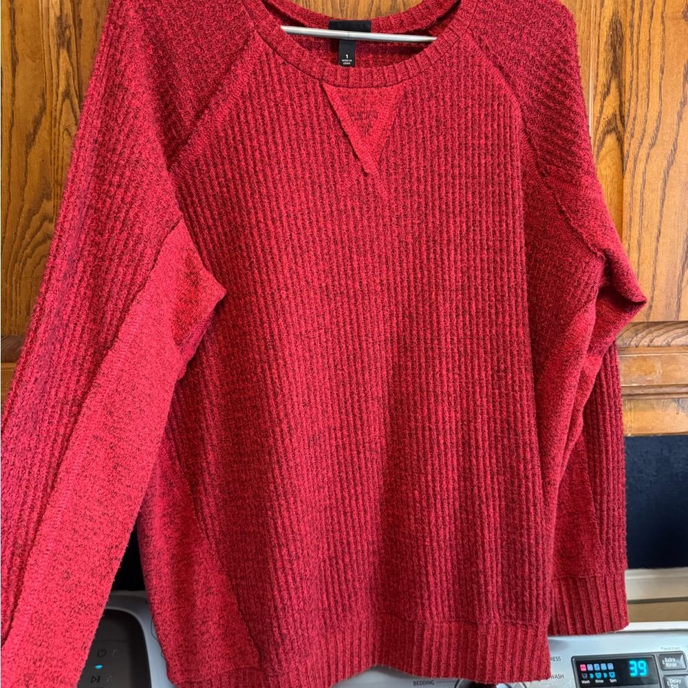 Torrid Vibrant Red Waffle Weave Crew Neck Sweater